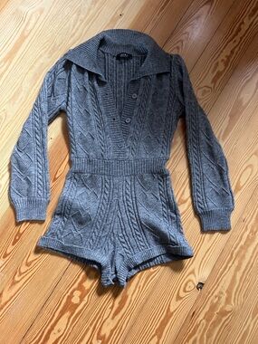 Gray sweater romper one piece